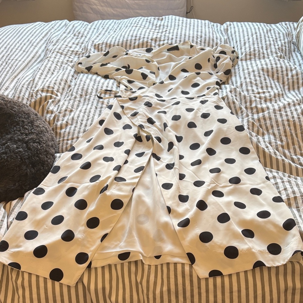 Bardot Black and White Polka Dot Midi Dress